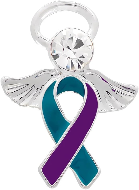 Suicide Awareness and Prevention Pin - Bulk Packs - Variety Pack of Teal & Purple Ribbon Pin Perfect for Support Groups, Gift-Giving and Fundraising