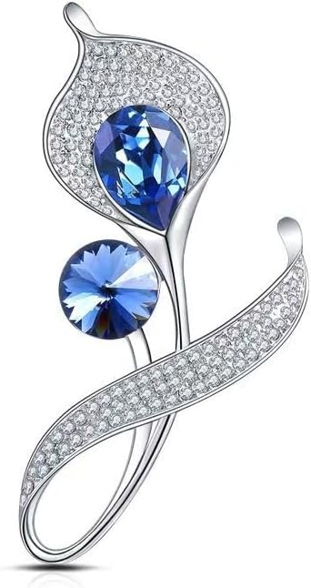 Blue diamond alloy horseshoe lily exquisite brooch suitable for banquet gatherings