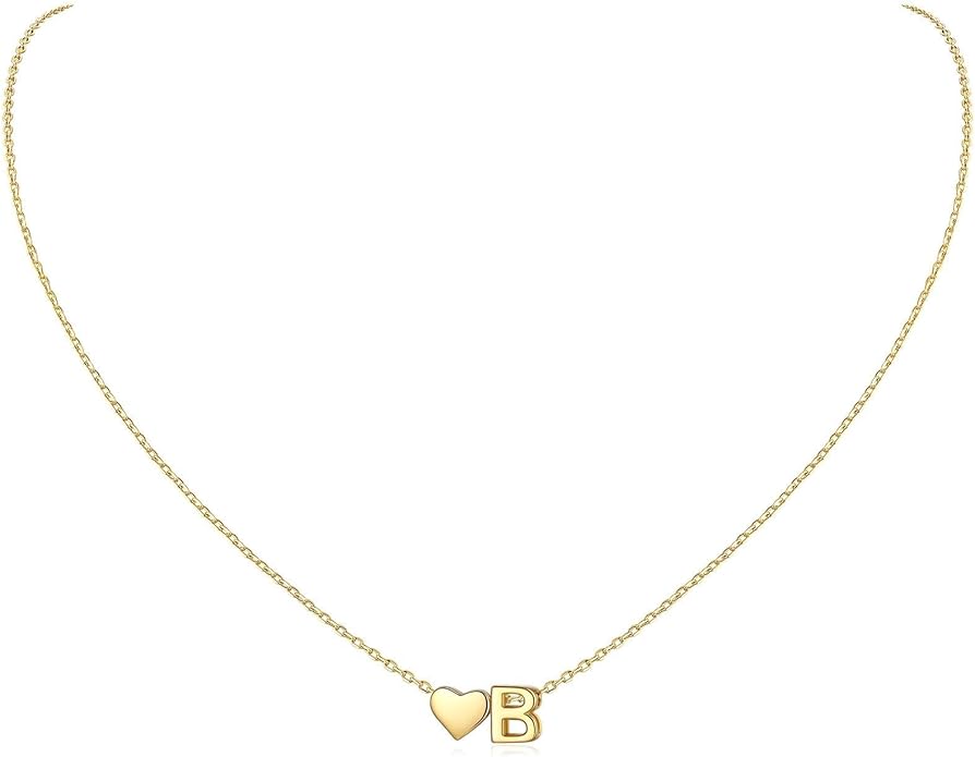 ChicSilver 925 Sterling Silver Heart Initial Necklaces for Women -Dainty Personalized Heart Pendant Letter Alphabet Necklace for Women