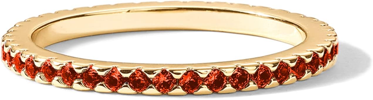 PAVOI 14K Gold Plated Sterling Silver Colored CZ Stones Stackable Ring | Simulated Diamond Eternity Bands for Women