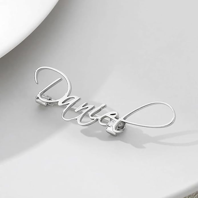 YHLISO Personalized Customize Double Names Stainless Steel Brooch Pin Custom Logo Gold Name Badges Products for Women Jewelry