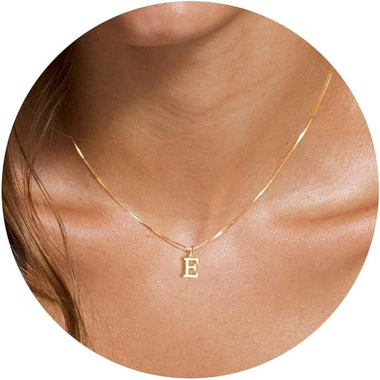 Foxgirl Gold Initial Necklaces for Women, Dainty Gold Letter Necklace Tiny A-Z Pendant Choker Necklace Trendy Cute Personalized Monogram Name Necklace Gold Jewelry Necklace for Women Gift