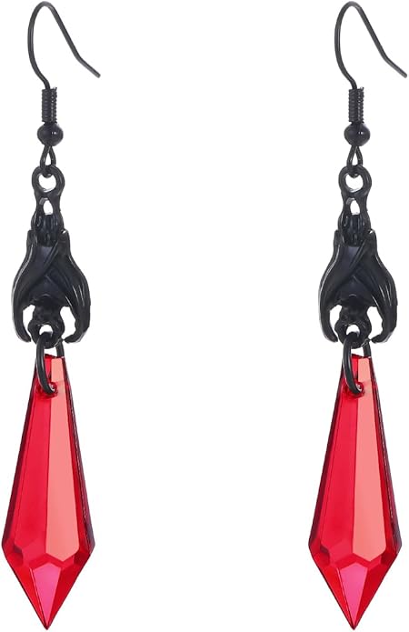Halloween BOO Ghost Skull Earrings for Women, Gothic Dark Bat Dangle Earrings,Retro Acrylic Cute Lightweight Drop Dangle Earring Jewelry Gifts, Holiday Festive Cosplay Party Decorations Accessories