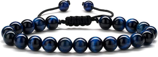 M MOOHAM Natural Stone Bracelets for Men - 8mm Tiger Eye, Matte Agate, Lava Rock - Teen Boys Gifts for Birthday, Anniversary, Christmas