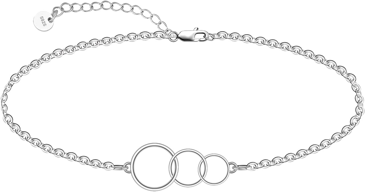 CHIC & ARTSY 925 Sterling Silver Ankle Bracelet Multilayer Anklets for Women Satellite, Star, Cross, Circle, Butterfly, Teardrop, Oval Disk Layered Anklet Beach Jewelry