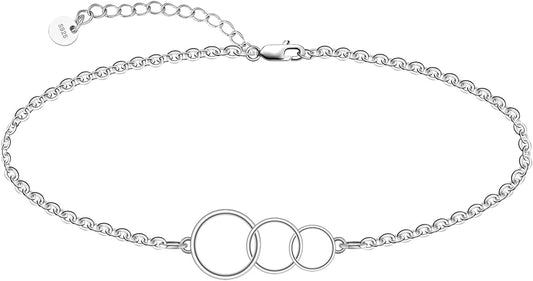 CHIC & ARTSY 925 Sterling Silver Ankle Bracelet Multilayer Anklets for Women Satellite, Star, Cross, Circle, Butterfly, Teardrop, Oval Disk Layered Anklet Beach Jewelry