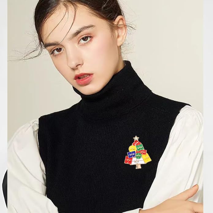 ONLYJUMP Christmas Bell Brooch Pins for Women Girls Lovely Crystal Christmass Tree Snowflake Bell Reindeer Snowman Brooches Colorful Xmas Enamel Pins Holiday Party Gift