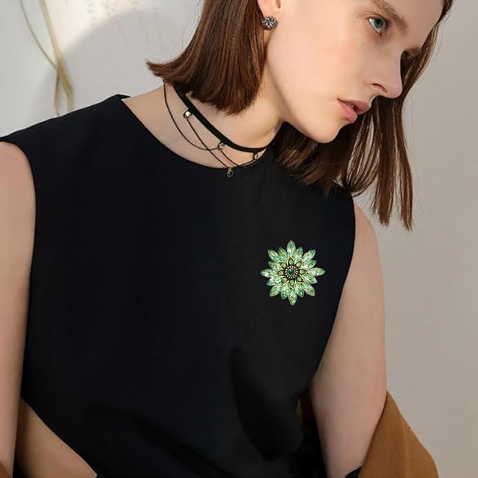 Large Crystal Flower Brooch Pin for Women Red purple pink green Rhinestone Flower Lapel Pin Wedding Party Birthday Dance Banquet Dress Suit Ceremony Clothes Hat Bag Accessories Jewelry