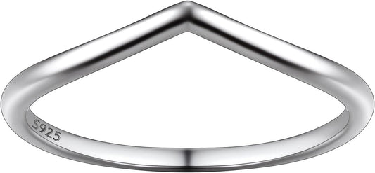 Suplight 925 Sterling Silver Wedding Band Rings, Full Cubic Zirconia Wishbone Ring Love/Lucky Engagement Promise Rings For Women, Size 4-12 (with Gift Box)