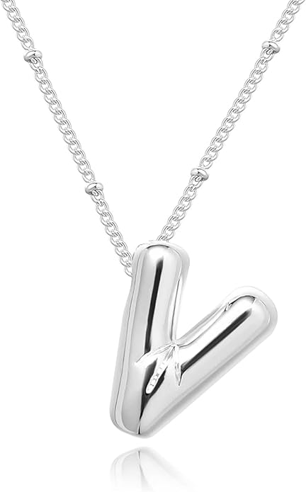 Initial Necklaces for Women, 14k Gold Plated Bubble Letter Necklace Chunky Gold Necklace Dainty Charm Initial Necklaces for Women Trendy Custom Preppy Stocking Stuff Necklace Christmas Gifts