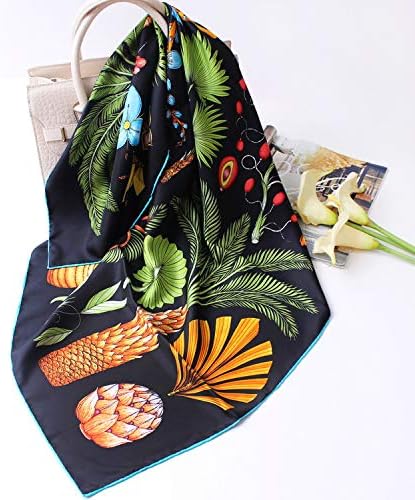 ANDANTINO 100% Mulberry Silk Scarf -21” Lightweight Square Neckerchief – Breathable Digital Printed Scarves with Gift Packed