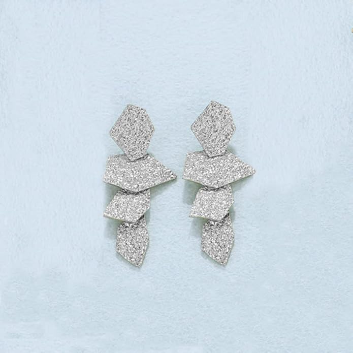 Ginkgo Leaf Flower Earrings, Gold Geometric Statement Earring, Big Fashion Design Boho Drop Dangle Earrings