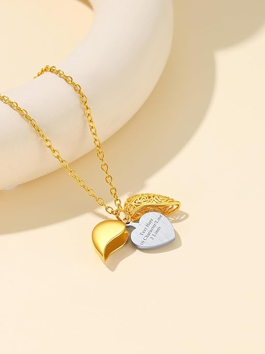 Supcare Locket Necklace That Holds Pictures-Engraved Photo Pendant Custom Jewellery Gifts for Men Women (with Jewellery Gift Box)