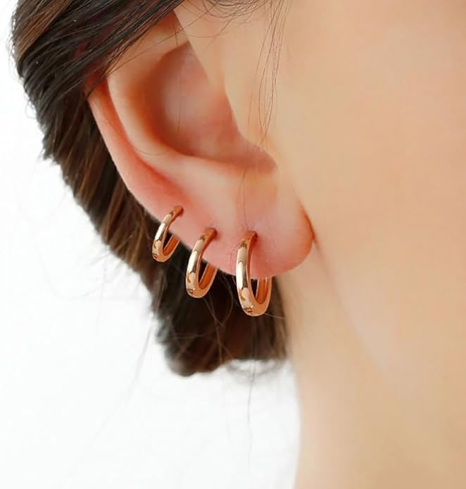 Cocadant 6 Pairs 925 Sterling Silver Small Hoop Earrings for Women,14k Real Gold Hypoallergenic Tiny Cubic Zirconia Cartilage Huggie Earring Sets for Multiple Piercing Trendy Jewelry 8/10/12mm