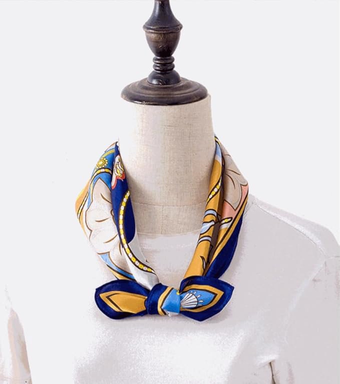 ANDANTINO 100% Pure Mulberry Silk Small Square Scarves -21'' x 21''- Digital Printed Neckerchief –Women Men Lightweight Scarf