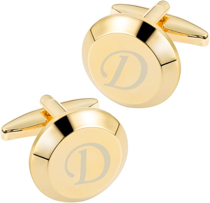 GWD Cufflinks for Men Stainless Steel Initial Cuff Links Alphabet Letter A-Z Groom Father Gift