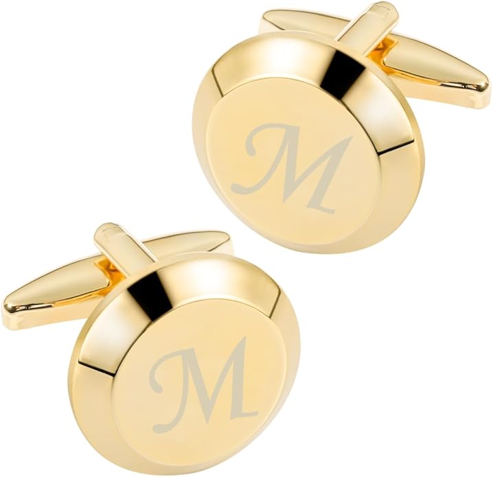 GWD Cufflinks for Men Stainless Steel Initial Cuff Links Alphabet Letter A-Z Groom Father Gift