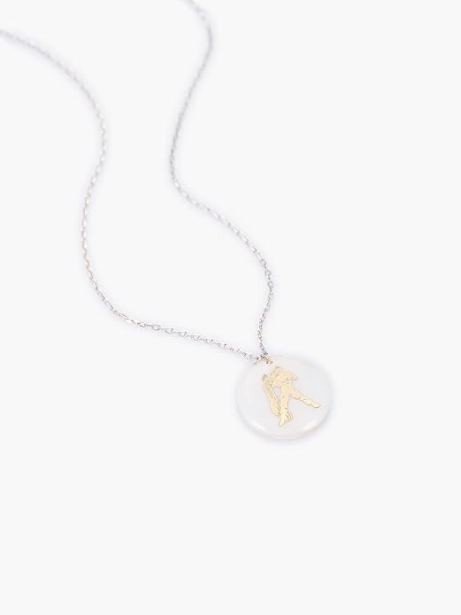 Zodiac Sign Necklace – Mother of Pearl Pendant – Available in Two Finish 925 Sterling Silver and 14K Gold Plated – Adjustable Chain – Horoscope Jewelry Gift with Zodiac Card & Gift Box