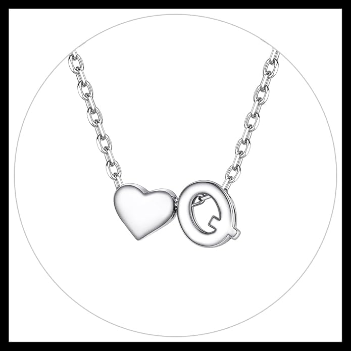 PROSILVER Initial Heart Necklace for Women, 925 Sterling Silver Tiny Heart Letter Necklace Siver, Gold Necklace, Come with Box