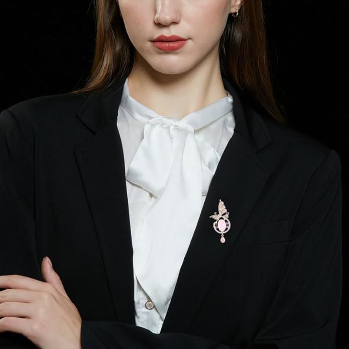 14K Gold Luxury Butterfly Brooch Sparkling Moissanite Accents & Enamel Painted Details, Retro Chic for Cheongsam, Coats & Formal Attire