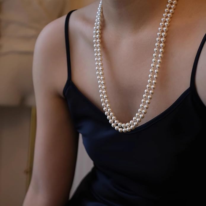 Long Pearl Necklace for women - Elegant Long Necklaces for Women Classic Pearl Choker Necklaces for Women Luxurious Pearl Necklaces for women Timeless Pearls Necklaces for Women Perfect for Weddings Parties Special Occasions