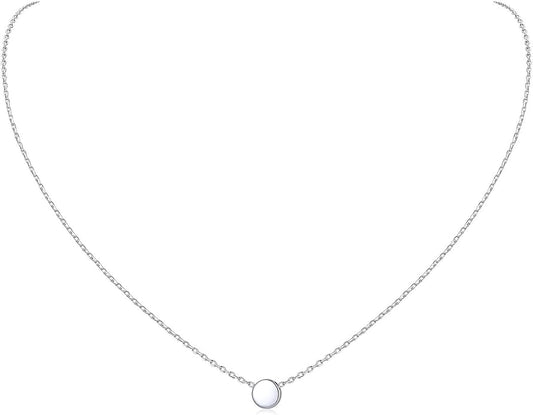 ChicSilver Personalized 925 Sterling Silver Dainty Small Heart/Star/Moon/Dot/Triangle Pendant Necklace for Women, Silver/Gold/Rose Gold/Black (with Gift Box)