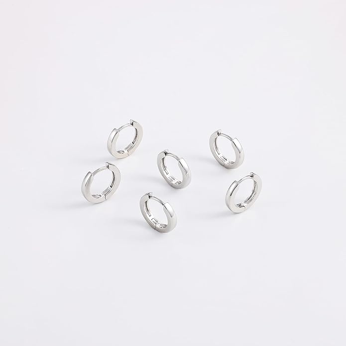 Gacimy 3 Pairs Small Gold Huggie Hoop Earrings Set, 14K Gold Plated Hypoallergenic Huggies for Women, Multiple Piercings