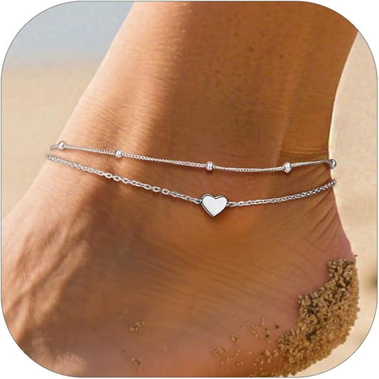 PROSILVER 925 Sterling Silver Ankle Bracelets For Women, Stylish Chain Anklets, Summer Beach Jewelry, 8.6-10.6 Inch Adjustable, Come with Box