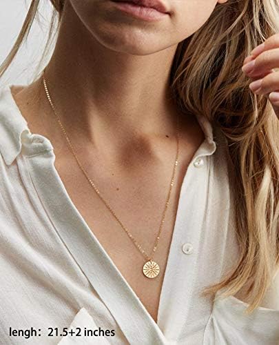 Turandoss Gold Layered Necklaces for Women - 14K Gold Plated Handmade Multilayer Bar Pearls Coin Disc Moon Butterfly Medallion Adjustable Dainty Layered Choker Necklaces for Women Jewelry