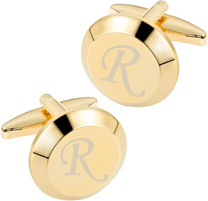 GWD Cufflinks for Men Stainless Steel Initial Cuff Links Alphabet Letter A-Z Groom Father Gift