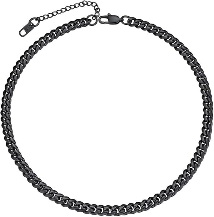 ChainsPro Chunky Miami Cuban Link Chains for Men,Stainless Steel Cuban Chain Necklace,4.8/6/10/14mm Width,No Tarnish& Thick Hip Hop Jewelry,18-30 inch Length, Black/Gold Plated/Silver,Send Gift Box