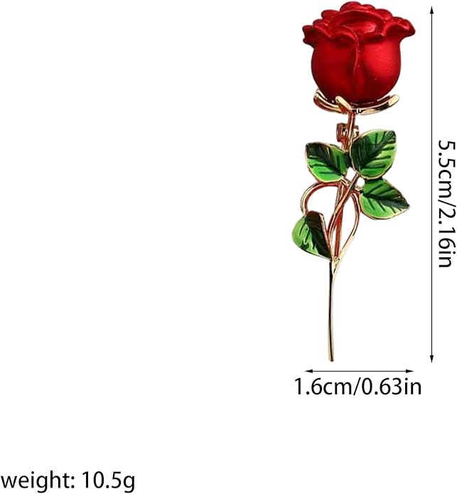 Just Follow Red Rose Flower Brooch with Rhinestones Sparkling Floral Pin for Women Vintage Blazer Jacket Dress Hat Scarf Accessory