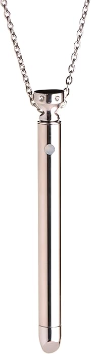 Charmed Silver 7X Vibrating Y Necklace for Women, Sexy Silver Bar Pendant with Chain Necklace, Rechargeable 2-in-1 Necklace Jewelry with Rhinestones