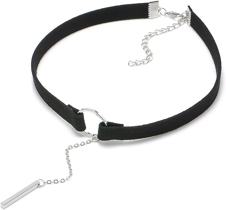 Fesciory Black Necklaces for Women, Adjustable Layered Velvet Leather Lace Collar Necklace, Goth Jewelry Gifts.