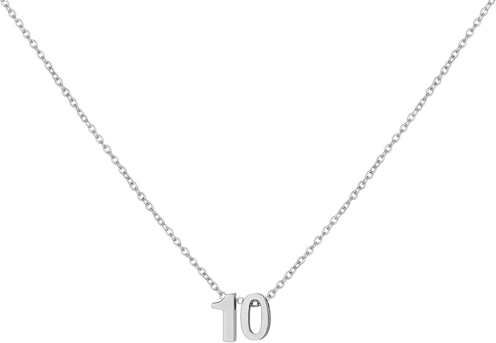 Number Necklace for Women Dainty 18K Gold Plated Pendant Necklace Charm Birth Month Personalized Jewelry Birthday Gift