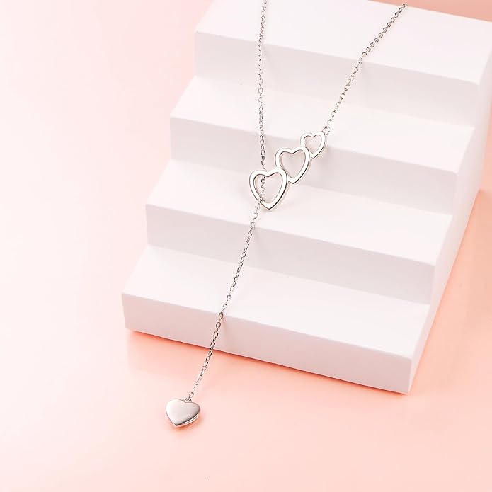 Long Necklace Sterling Silver Larait Bar Y Lariat Long Chain Drop Adjustable Necklace Gift for Her, 30"