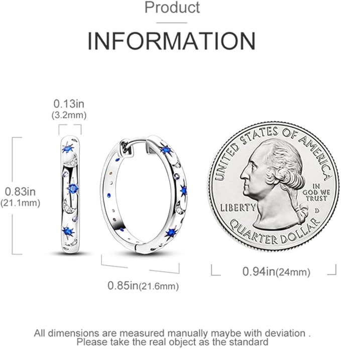 925 Sterling Silver Women Earrings, Sparkling Star and Moon Earrings, Various Hypoallergenic Earrings, Best Gift for Women