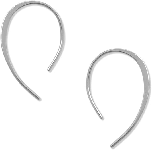 Upside Down Hoop Earrings - Hypoallergenic Lightweight Wire Needle Drop Dangle Threader Hoops for Women, Safe for Sensitive Ears - Plated in 925 Sterling Silver or 18k Gold