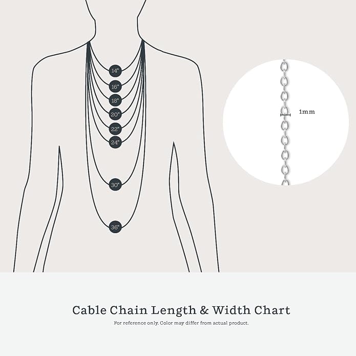 KEZEF 1mm 925 Sterling Silver Necklace for Women | 16-36 inch long Silver, 18k Gold, Rose Gold Necklaces for Women - Made In Italy Real Cable Chain Jewelry | Dainty cadena de plata s925 para mujer