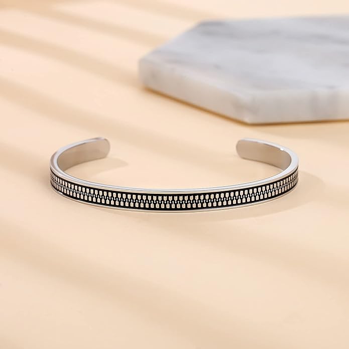 TONY & SANDY Inspirational Bracelets for Women Teen Girls Personalized Gifts for Daughter Granddaughter Mom Sister Friends Stainless Steel Engraved Cuff Birthday Easter Christmas