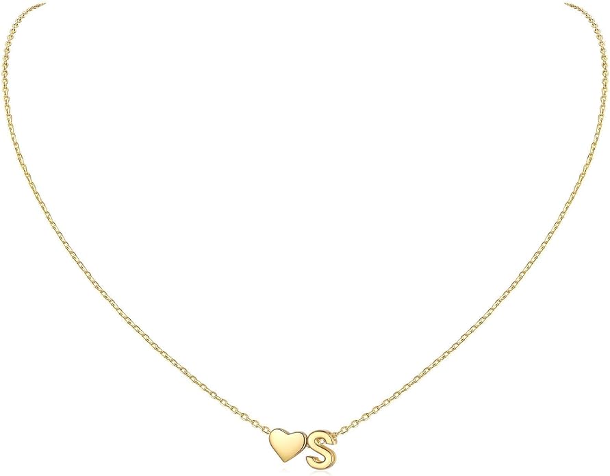 ChicSilver 925 Sterling Silver Heart Initial Necklaces for Women -Dainty Personalized Heart Pendant Letter Alphabet Necklace for Women