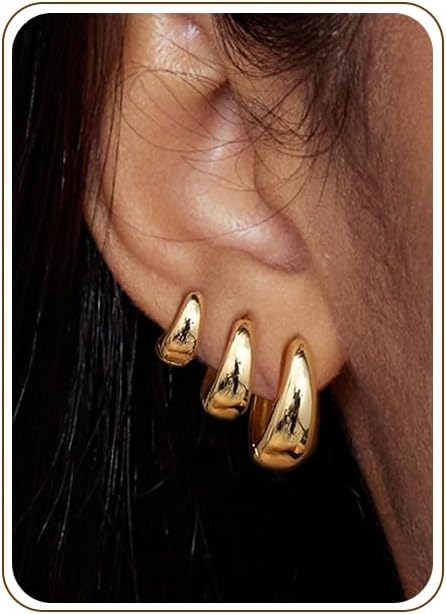 14K Gold Plated Hoop Earrings for Women Triple Huggie Illusion Stud Earring | Double Huggie Hoop Earrings for One Hole | Claw Ear Cuff Earring Jewelry Gift for Women