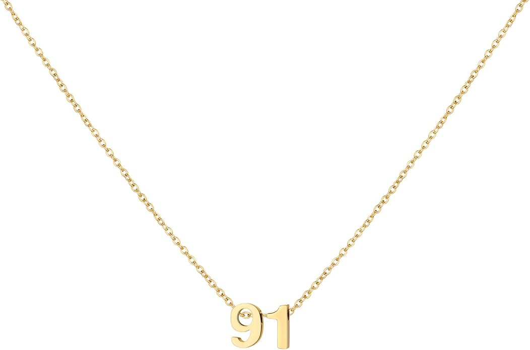Number Necklace for Women Dainty 18K Gold Plated Pendant Necklace Charm Birth Month Personalized Jewelry Birthday Gift