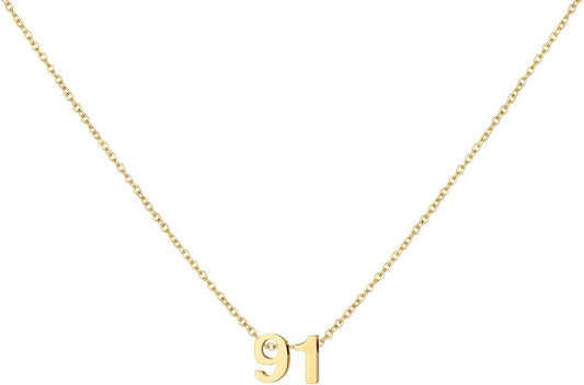 Number Necklace for Women Dainty 18K Gold Plated Pendant Necklace Charm Birth Month Personalized Jewelry Birthday Gift