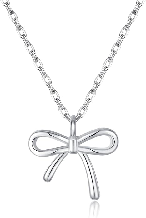 SLUYNZ Solid 925 Sterling Silver Bow Choker Necklace for Women Teens Simple Bowknot Pendant Necklace