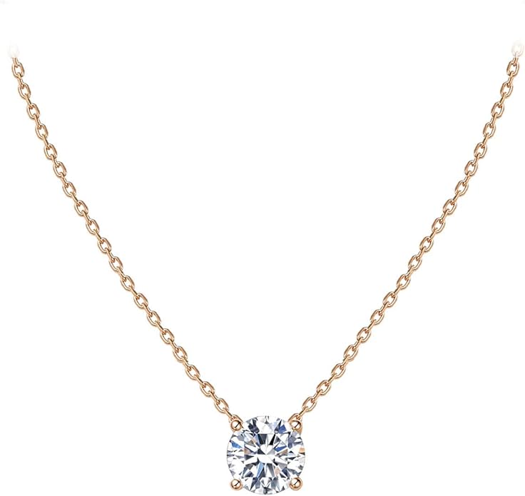 S.Leaf 18Karat Gold Plated Cubic Zirconia Necklace for Women S925 Sterling Silver 0.5/1/2cttw Dainty Crystal Cubic Zirconia Pendant Necklaces Best Friend Birthday Gifts for Women Trendy Sister Mom Wife Womens Her Friend Party