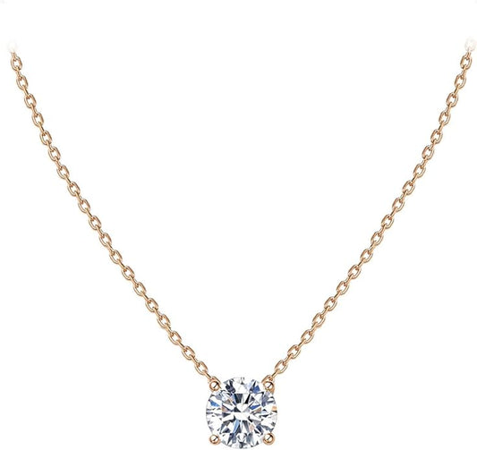 S.Leaf 18Karat Gold Plated Cubic Zirconia Necklace for Women S925 Sterling Silver 0.5/1/2cttw Dainty Crystal Cubic Zirconia Pendant Necklaces Best Friend Birthday Gifts for Women Trendy Sister Mom Wife Womens Her Friend Party
