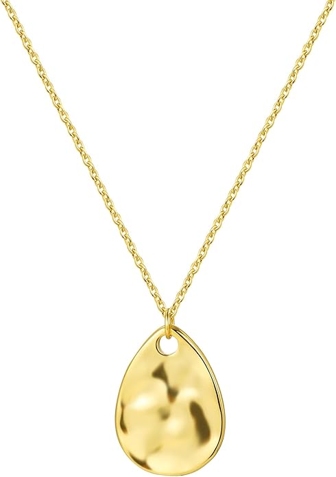 Gold Pendant Necklaces for Women, Gold Plated Pendant Necklace, Fashionable Hammered Pendant Necklaces Simple Multiple Shapes Necklace for Women Unique Gift