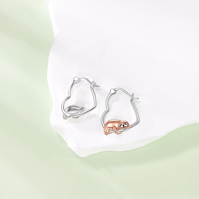 YFN Animal Earrings Sterling Silver Animal Heart Hoop Dangle Earrings Cute Jewelry Gifts for Women