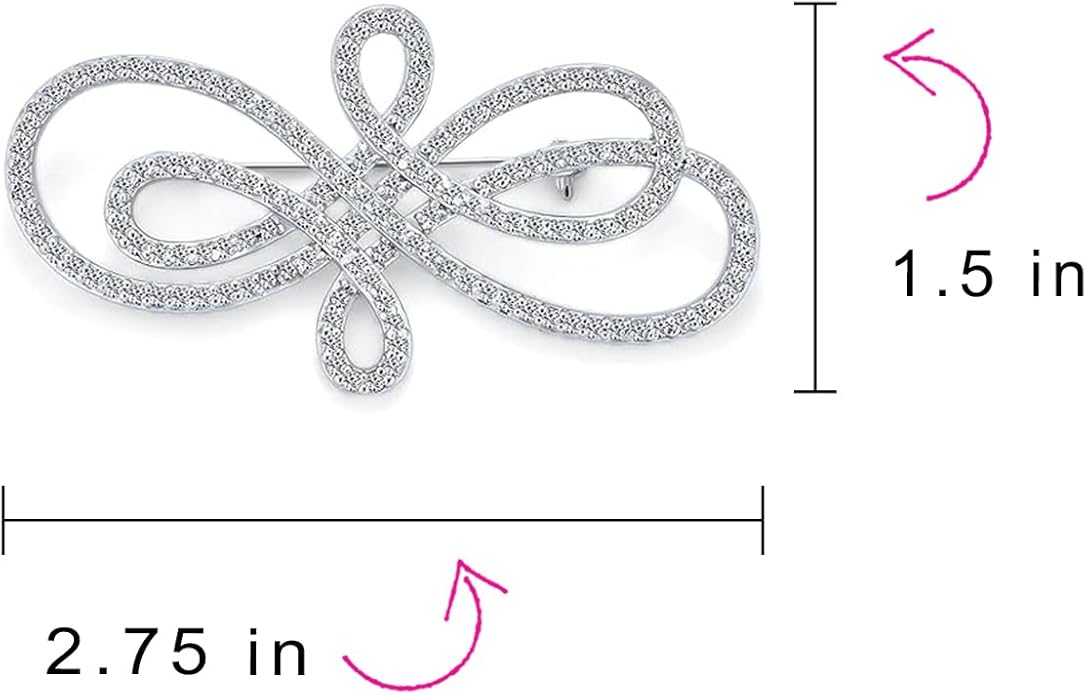 Statement Large Pave Wedding Bridal Crystal Fashion Gatsby Vintage Art Deco Style Scarf Brooch Pin For Women Silver Plated Brass